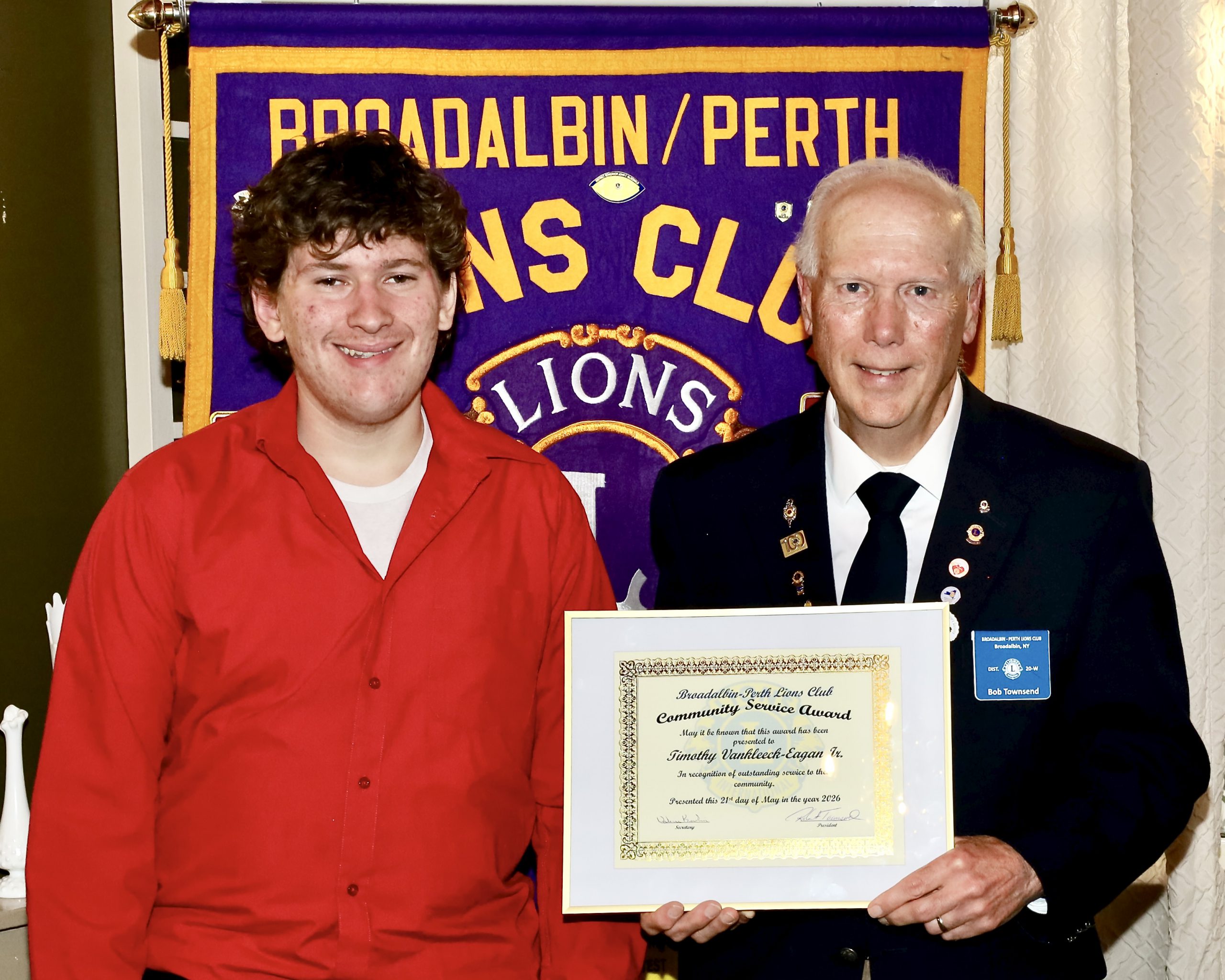 Mayfield Student Receives Broadalbin Lions Club Community Service Award