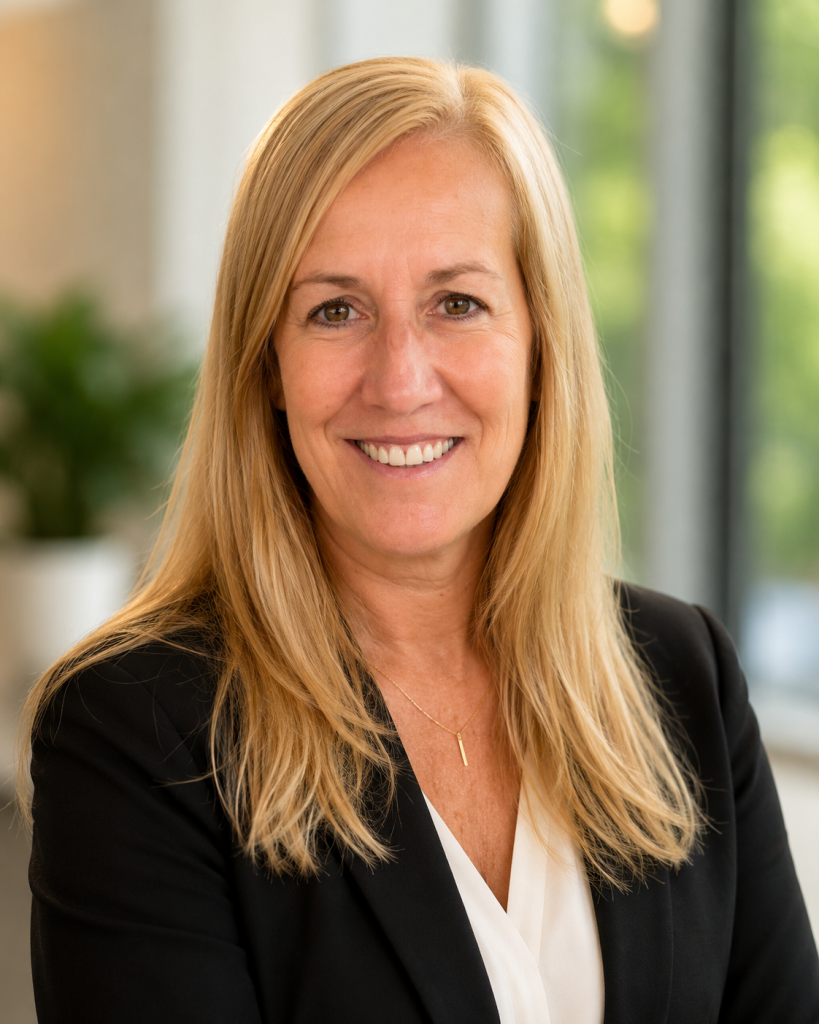 woman with blond hair smiling