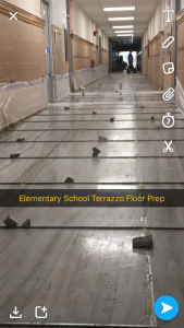 Elementary school terrazzo floor preparation