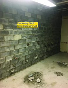 Gang bathroom wall work at the elementary school