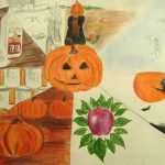 Fall-themed drawing demonstrating various art principles.