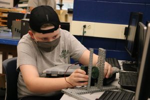 Student working on robotics.