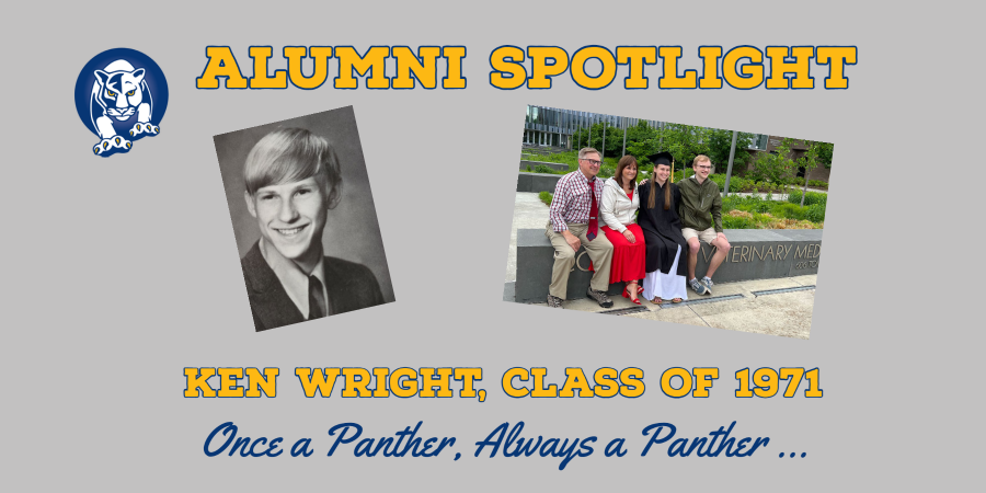 photos of Ken Wright, Class of 1971, and the words Alumni Spotlight
