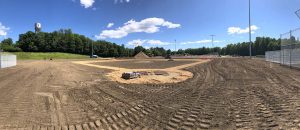 Baseball diamond construction after soil is put down