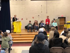 Student takes the stage to spell word