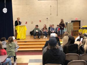 Student sounds out word at the spelling bee