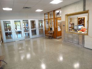 The main entrance to the elementary school.