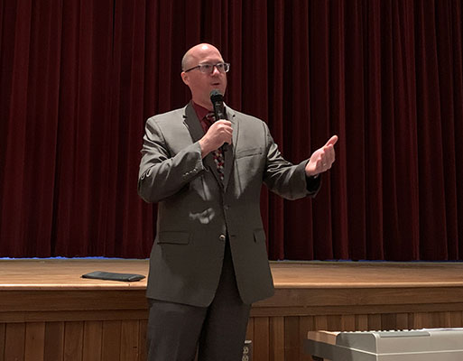 FMCC President Greg Truckenmiller, Ph.D. speaking at the assembly