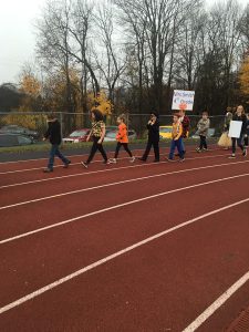 Parade of students on the track