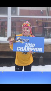 Madison holding the state sign