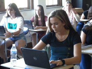 Student working on a computer