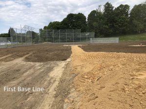 Construction proceeding on baseball field