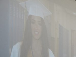 Salutatorian on the big screen at graduation
