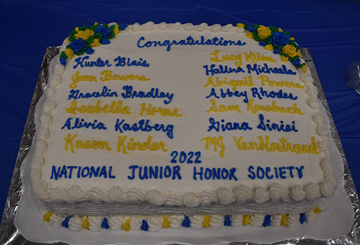 Cake with names of NJHS member students