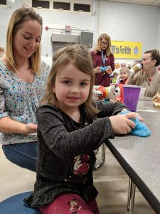 Student manipulate the slime